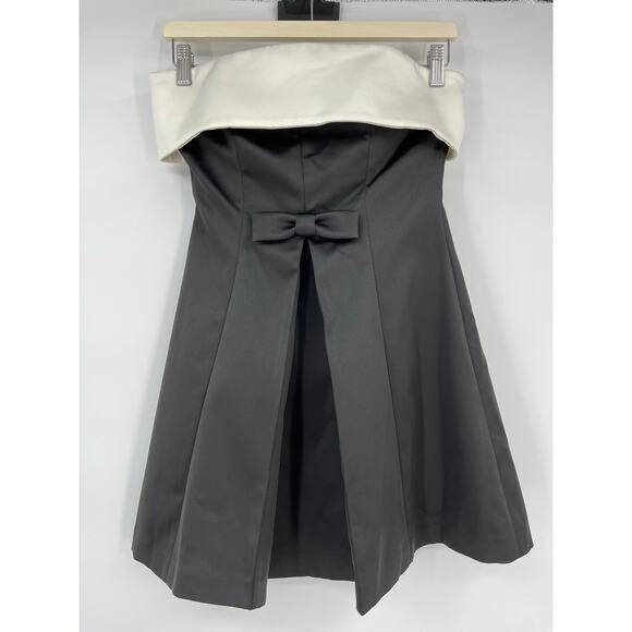 Lovers and Friends | NWT Ione Mini Dress in Black & Ivory Satin Tuxedo Bow S - Picture 2 of 10